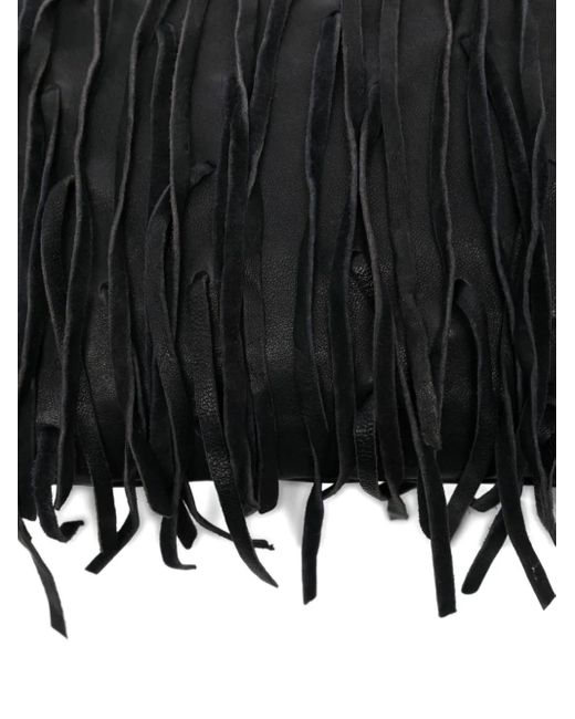 SOMMET Black Fringes Leather Bag