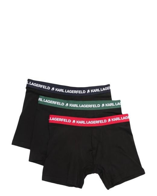 Karl Lagerfeld Black Logo-Waistband Boxers (Pack Of Three) for men