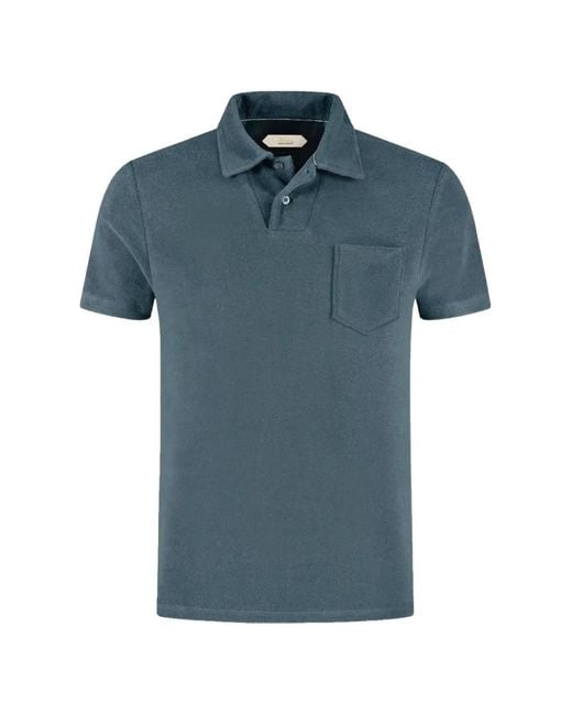 Aurélien Blue Short-Sleeve Chest-Pocket Polo Shirt for men