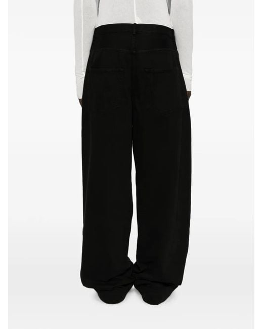 Ann Demeulemeester Black Tie-Fastening Wide-Leg Trousers for men