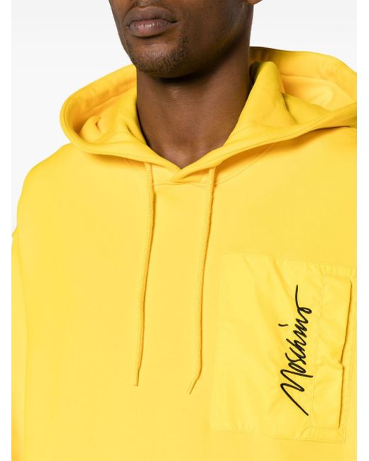 Sudadera con capucha y logo bordado Moschino de hombre de color Yellow
