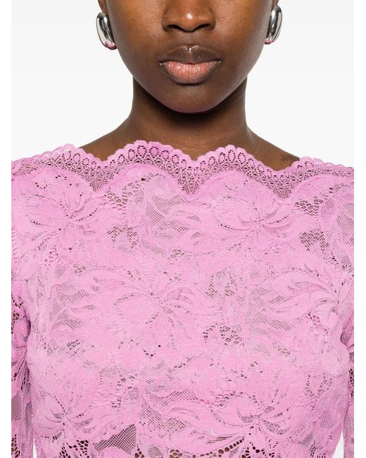 Rabanne Pink Lace Boat-Neck Top