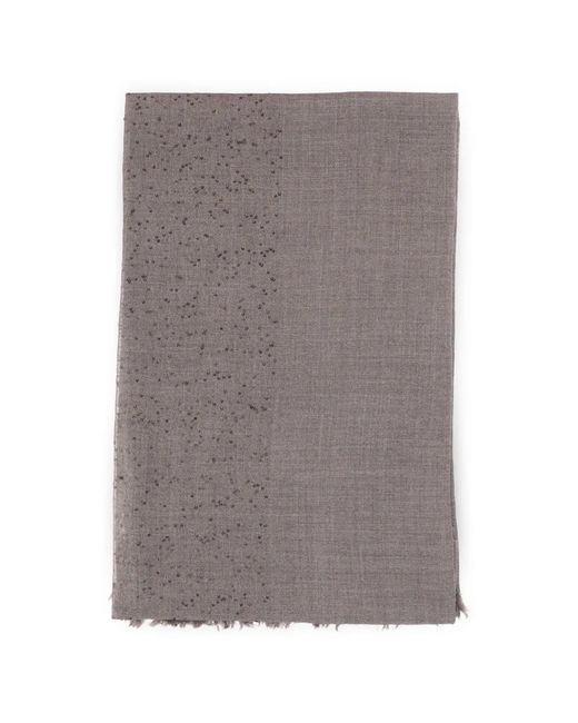 Faliero Sarti Gray Sequin-Embellished Fringed Scarf
