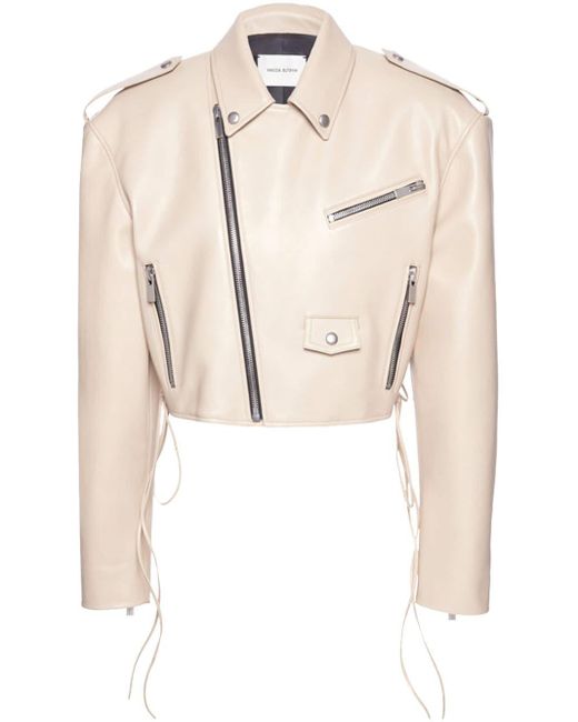 Magda Butrym Natural Cropped Leather Bicker Jacket