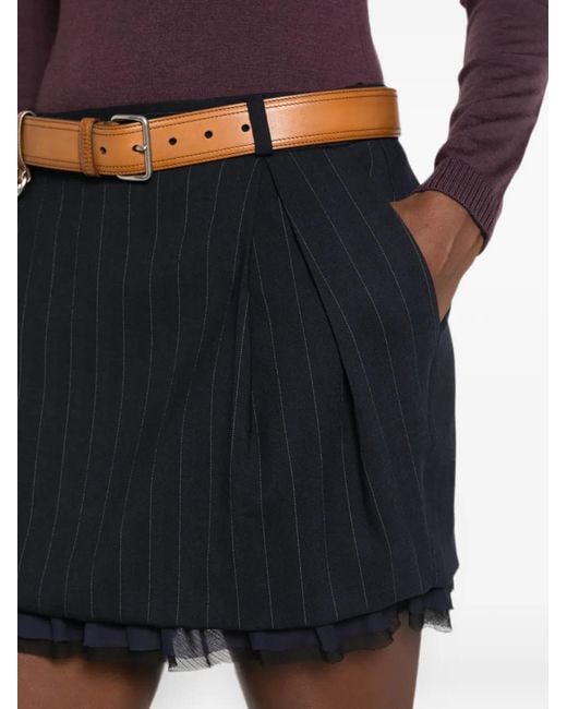 Pinko Black Pinstripe-Pattern Pleated Mini Skirt