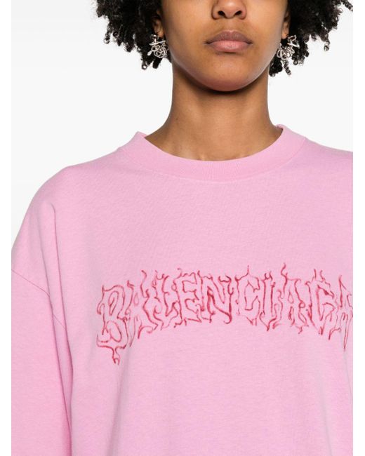 Balenciaga Katoenen T-shirt Met Logoprint in het Pink