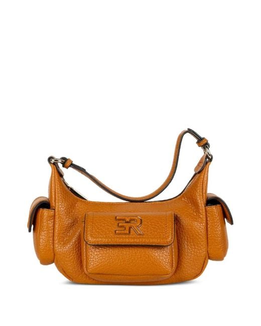 ERMANNO FIRENZE Brown Multi-Pocket Grained Leather Shoulder Bag