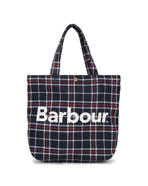 Barbour Blue Tartan-Print Tote Bag for men