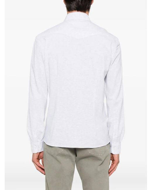 Brunello Cucinelli White Cotton Shirt for men