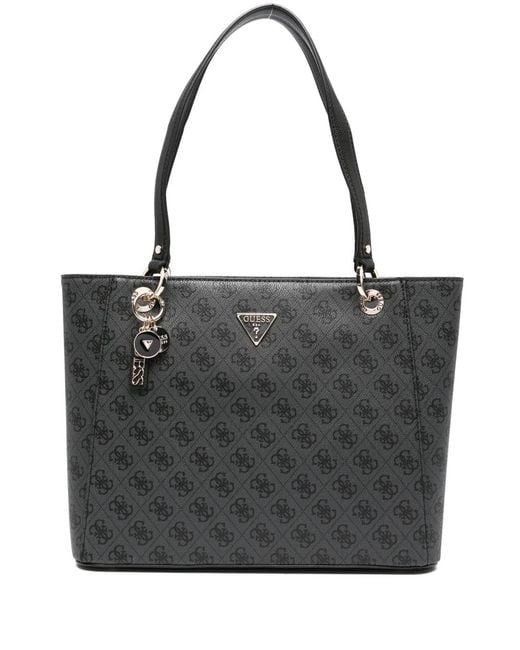 Guess Black Noelle Monogram-Pattern Tote Bag