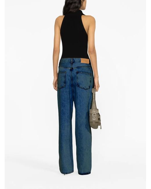 Wardrobe NYC Blue Low-Rise Straight-Leg Jeans