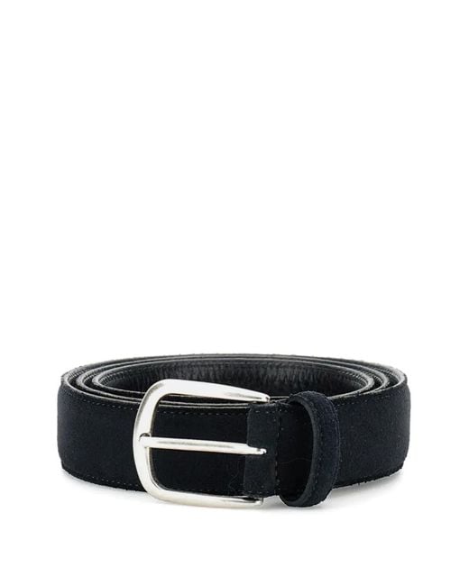 Alberto Luti Black Square-Buckle Suede Belt for men