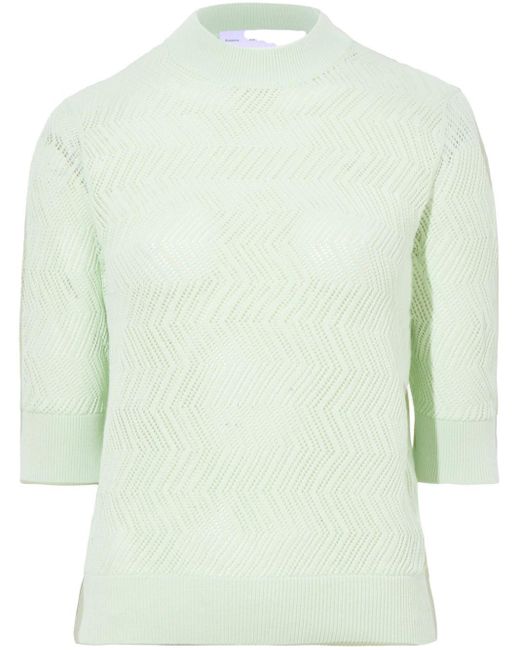 Proenza Schouler Green Nicola Pointelle-knit Cotton Top