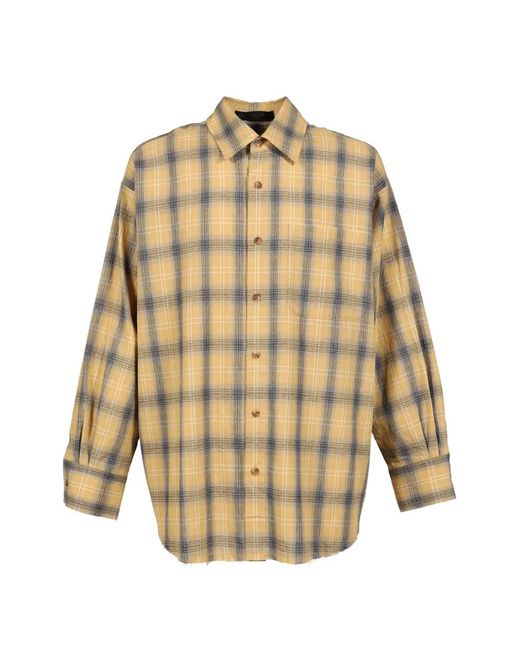 JUN/NAKAYAMA Natural Check-Pattern Raw-Edge Shirt for men