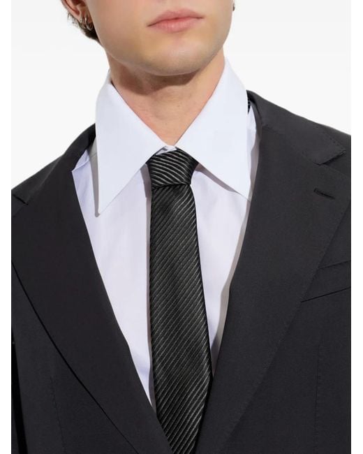 Giorgio Armani Black Diagonal-Stripe Pointed Tie for men