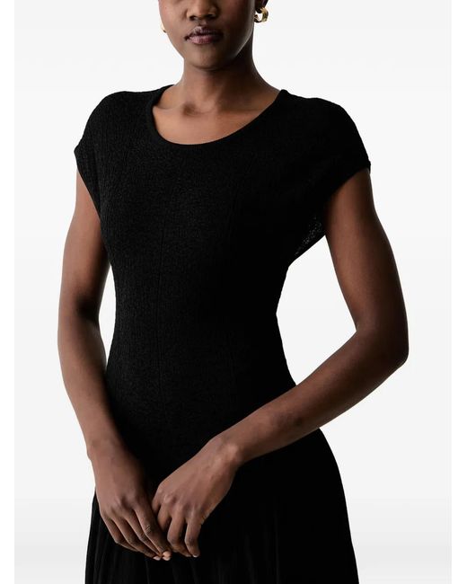 Sisley Black Crinkled Flared Maxi Dress