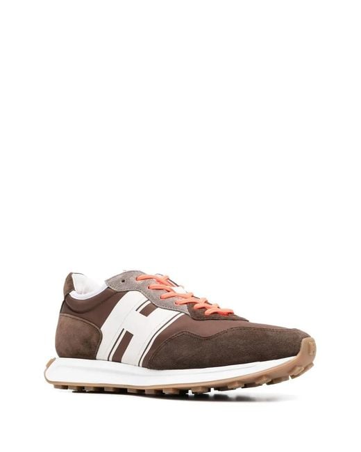 Hogan Brown Suede-Panels Sneakers for men