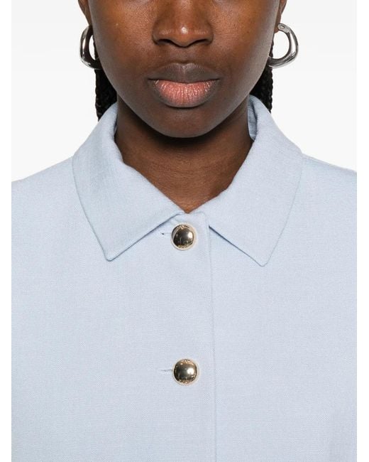 Maje Blue Front-Pocket Button-Fastening Jacket