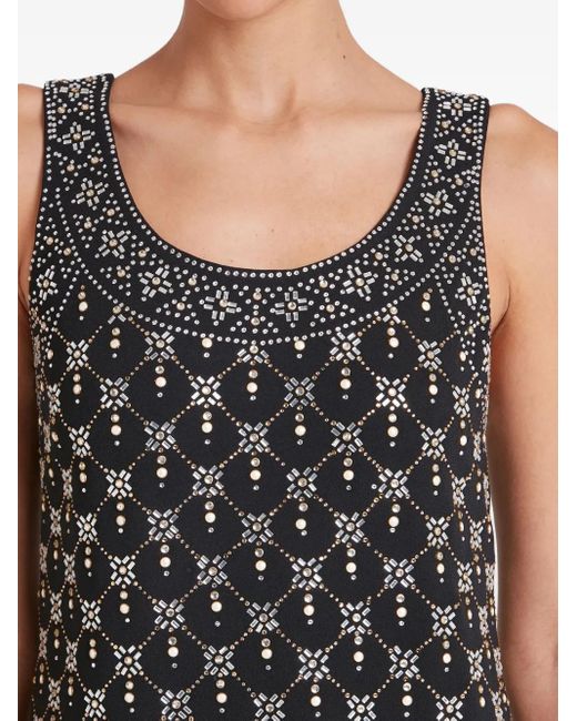 Temperley London Black Verziertes Minikleid mit geometrischem Muster