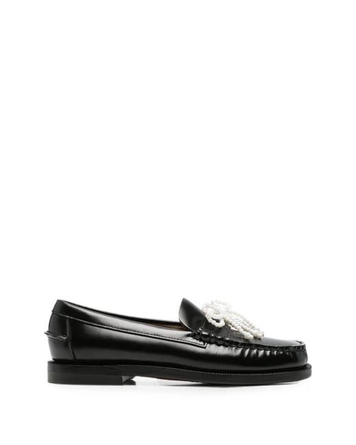 Sebago Black Bow-Embellished Loafers