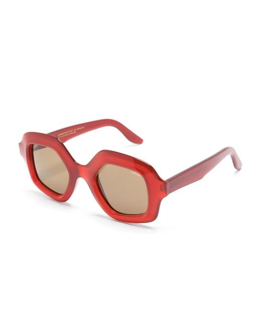 Lapima Red Cecilia Oversized-Frame Sunglasses