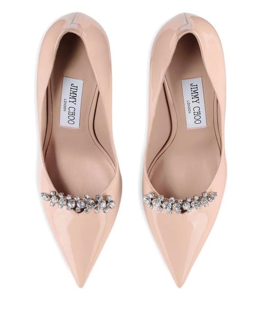 Jimmy Choo Pink 90Mm Belinda Patent-Leather Crystal-Embellished Pumps