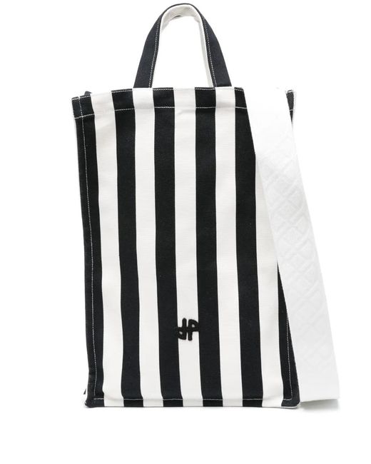 Patou Black Vertical Jp Canvas Tote Bag