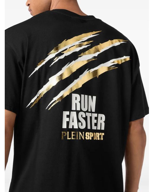 Philipp Plein Black Claw-Print Cotton T-Shirt for men