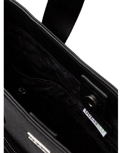 Guess Black Milano Logo-Embossed Quilted Tote Bag for men