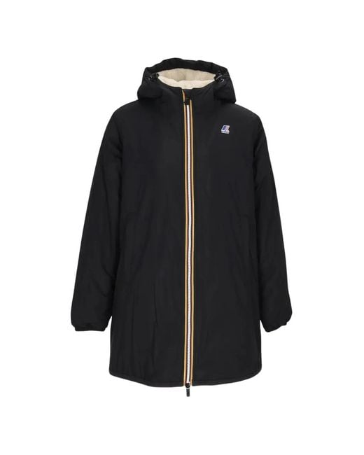 K-Way Blue Le Vrai 4.0 Hooded Logo-Patch Jacket