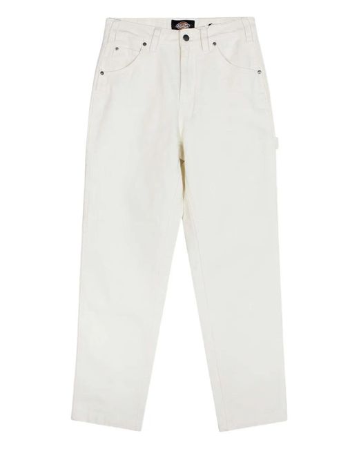 Dickies White Belt-Loops Carpenter Trousers