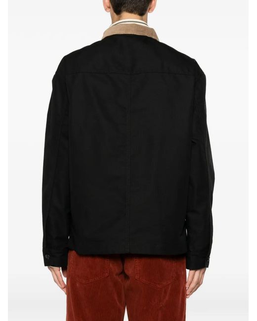 Marni Black Contrast-Collar Patch-Pocket Jacket for men