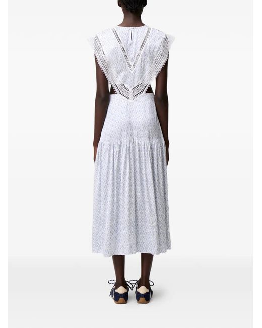 Claudie Pierlot White Satin And Lace Maxi Dress