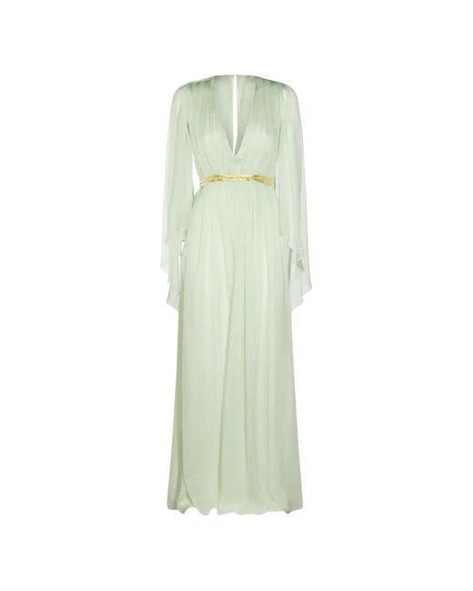 Alberta Ferretti Green Shoulder-Revealing Gown