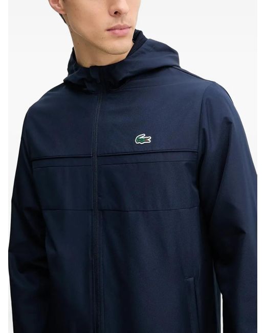 Lacoste Blue Panelled Zip-Up Hooded Jacket for men