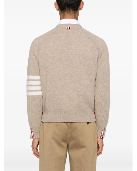 Cárdigan de lana shetland con motivo 4 Bar Stripe Thom Browne de hombre de color Natural