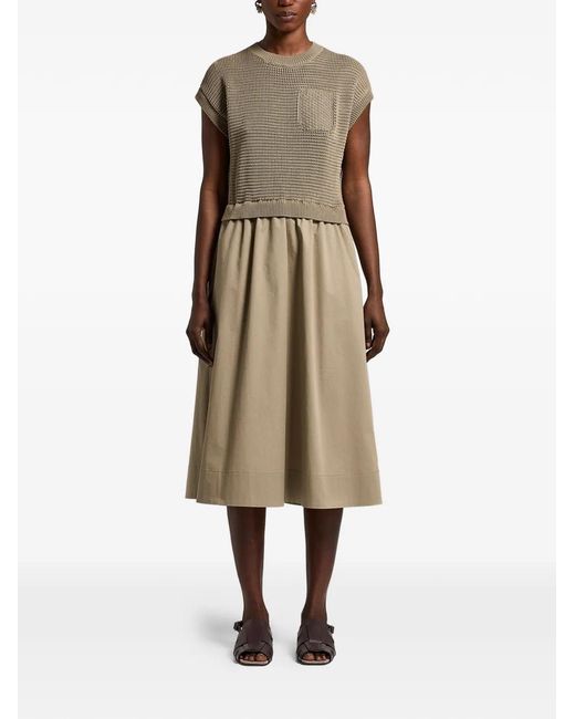 Peserico Natural Pocket Cotton Midi Dress