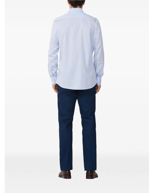 Hackett Blue Button-Down Striped Cotton Shirt for men