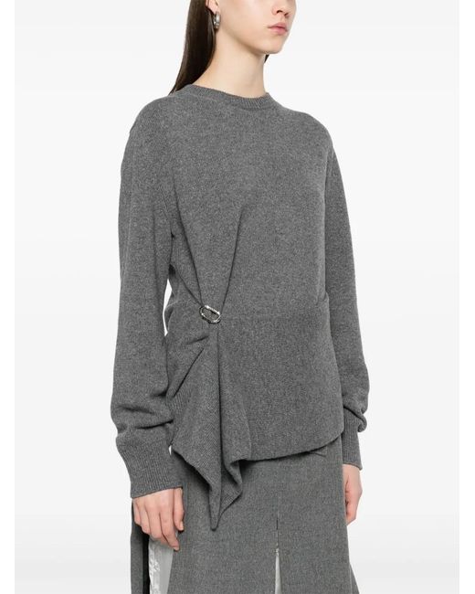 Jil Sander Gray Draped Panel Sweater