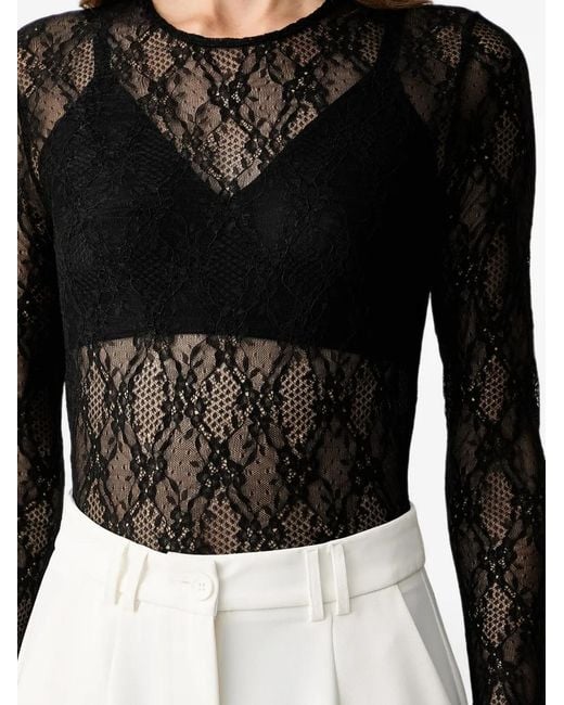 Twinset Black Lace-Panelled Bodysuit