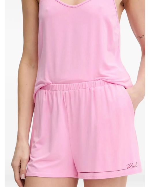 Karl Lagerfeld Pink Pyjama À Col V