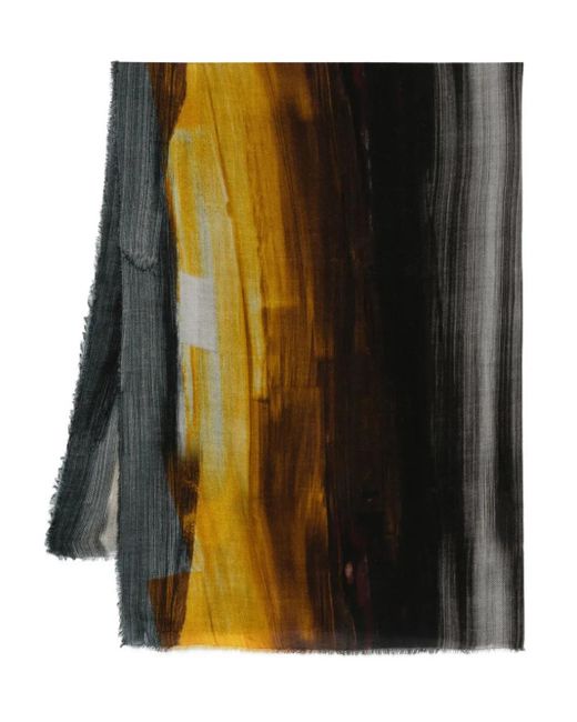 Faliero Sarti プリント シルクスカーフ Black