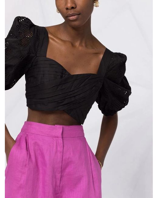 Self-Portrait Cropped Top in het Black