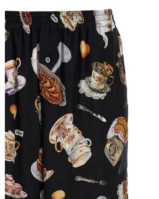 Moschino Black 'Tea Time' Print Pants