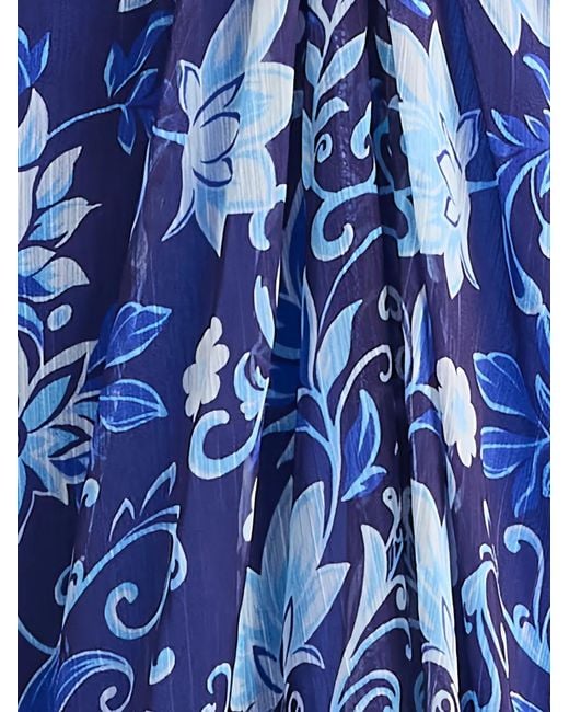 Tadashi Shoji Blue Floral-Print Midi Dress