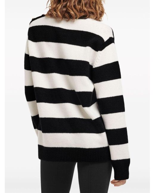 Barrie Black Striped Intarsia-knit Jumper
