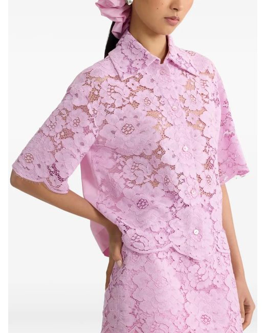 Patou レディース ピンク レース ショートスリーブシャツ 【公式通販】