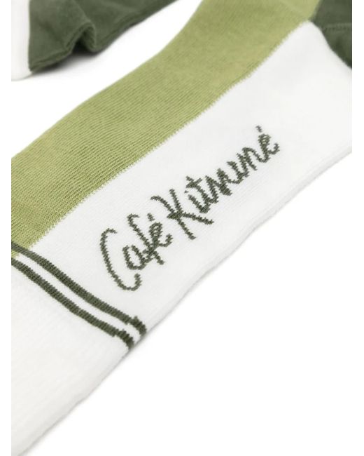 Café Kitsuné Green Colour-Block Socks for men