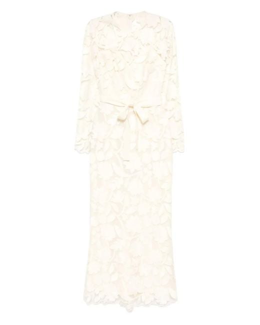 Elie Saab White Embroidered Midi Dress