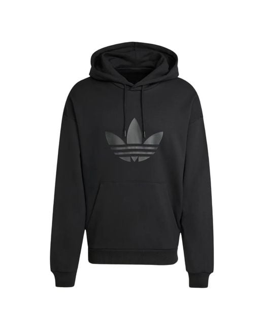 Adidas Black Adicolor Trefoil Logo-Print Hoodie for men